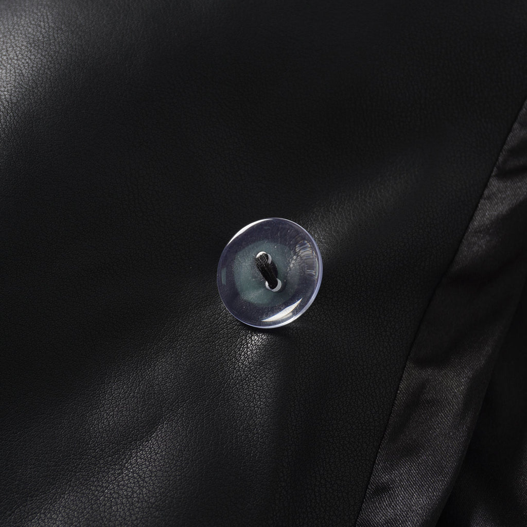 Amarante Black Double-Breasted Leather Mini Dress
