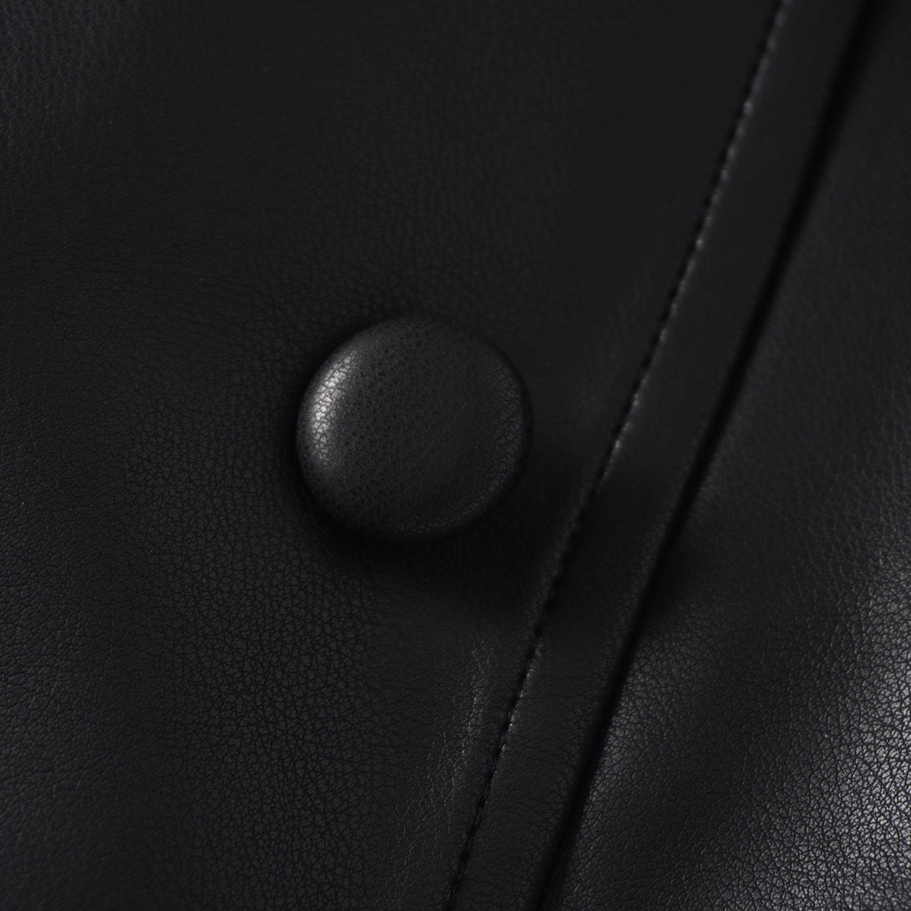 Amarante Black Double-Breasted Leather Mini Dress