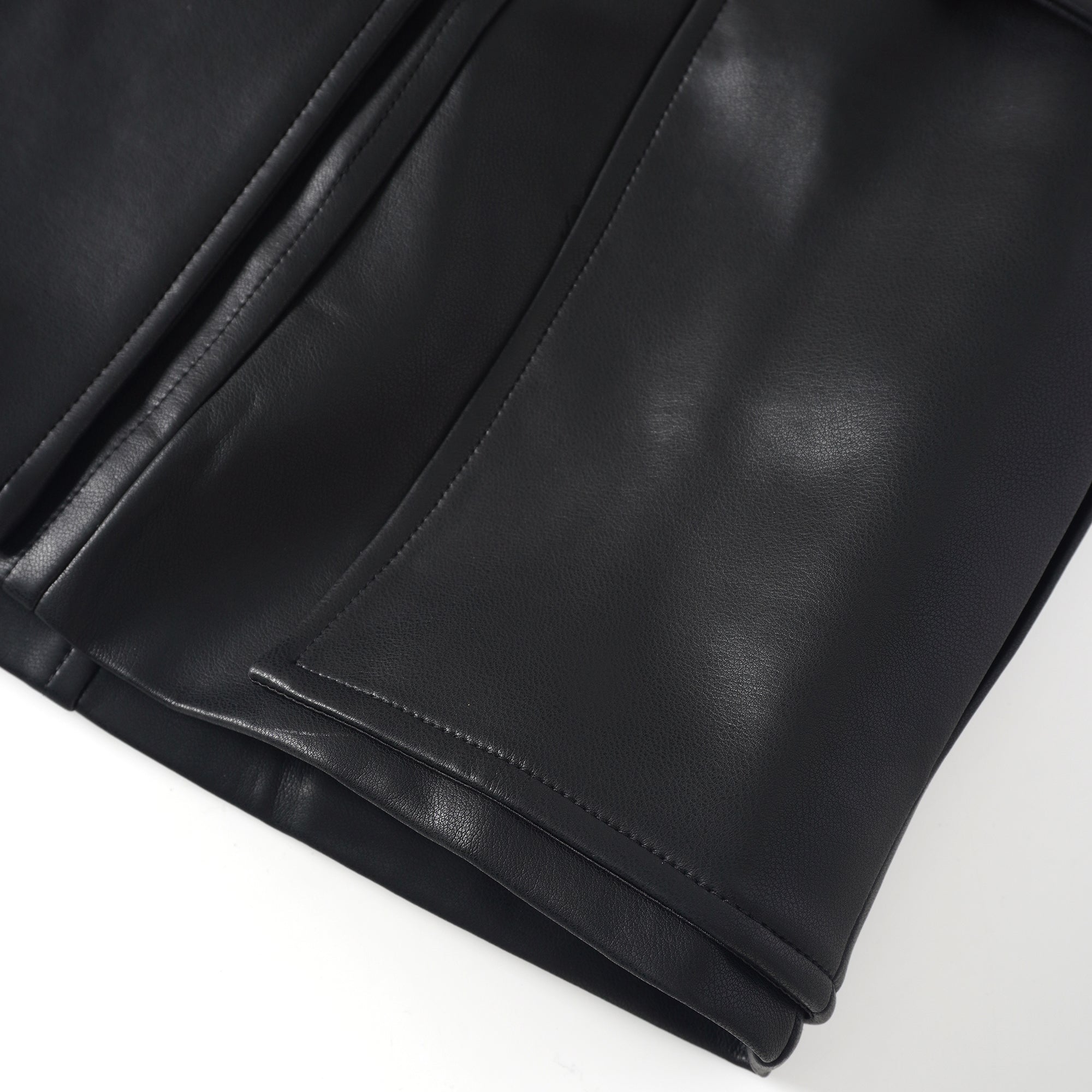 Amarante Black Double-Breasted Leather Mini Dress