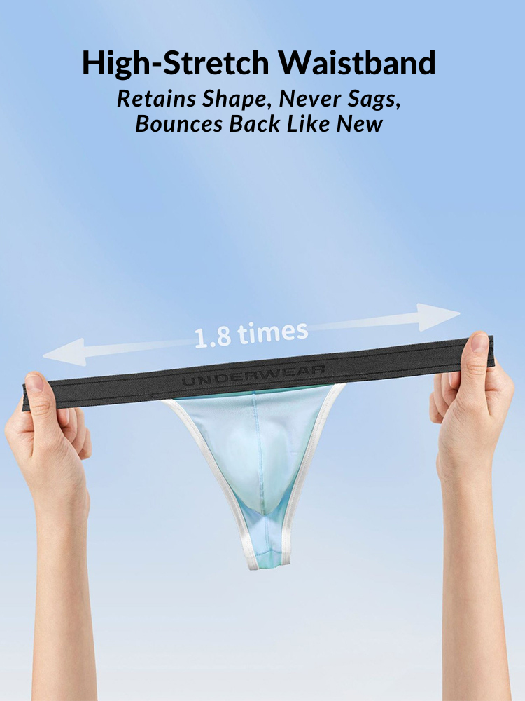 3 Pack Men's Contoured Pouch Ice Silk Thong