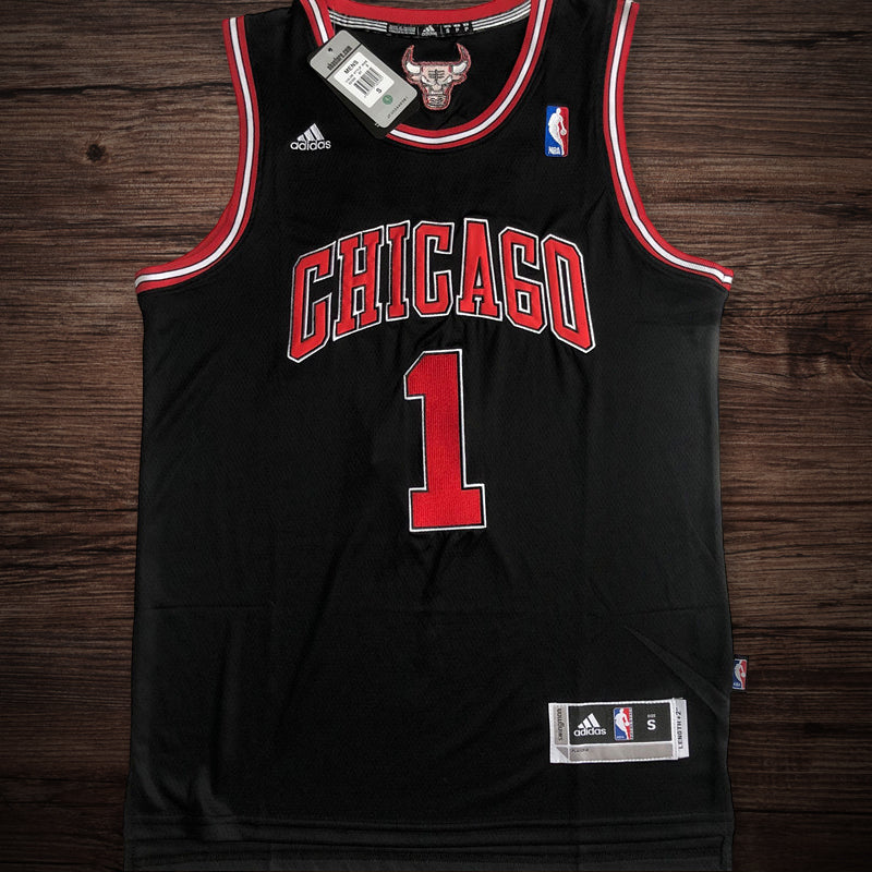Men’s Chicago Bulls #1 Derrick Rose Jersey Black