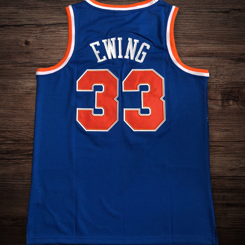 Men’s 1985-86 New York  #33 Ewing Jersey in Blue