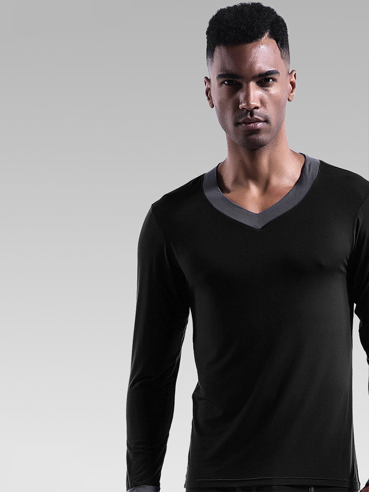 Mens Base Layers V-Neck Thermal Shirt