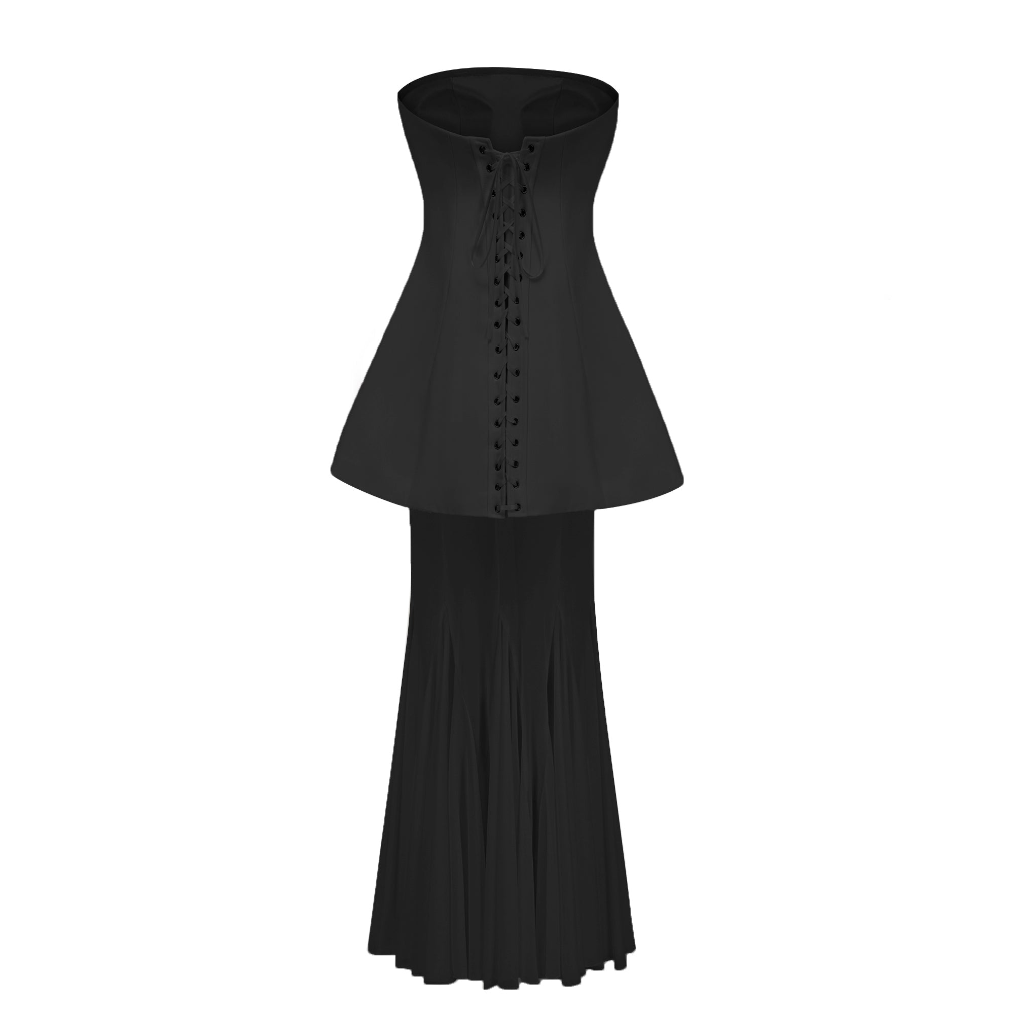 Mélanie Black Corset Dress & Mesh Skirt Set