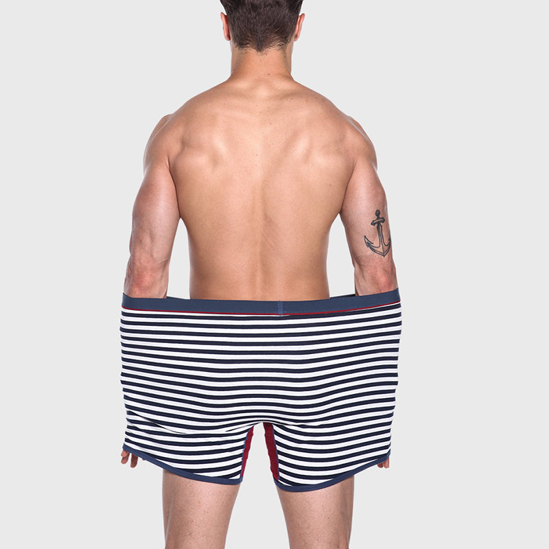 Men's Striped Plus Size Boxer Brief Fly Front with Pouch