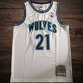 Men’s Minnesota Timberwolves 1995/96 #21 Garnett White Jersey