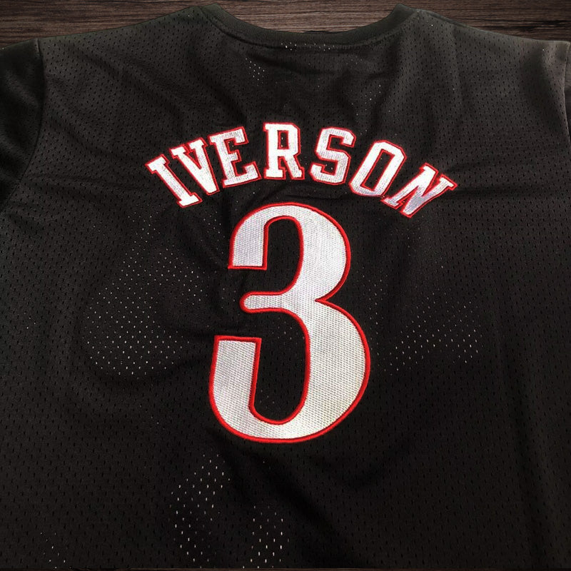 Men’s Philadelphia 76ers #3 IVERSON Black Short Sleeve Jersey