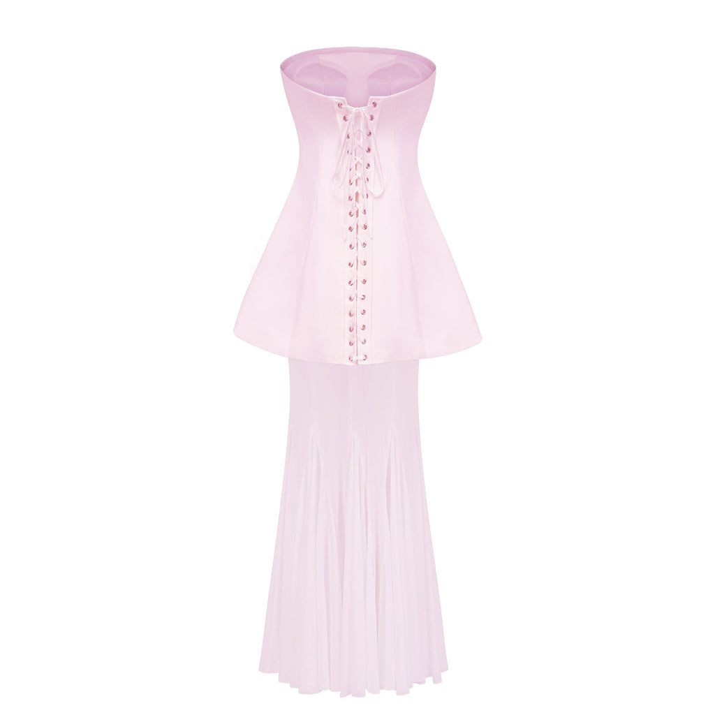Mélanie Pink Corset Dress & Mesh Skirt Set