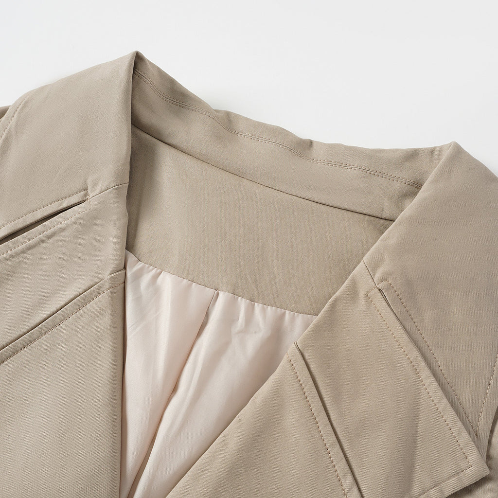Sandra Khaki Double-Breasted Short Trench Coat