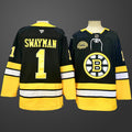 #1 Jeremy Swayman Black Boston Bruins Jersey