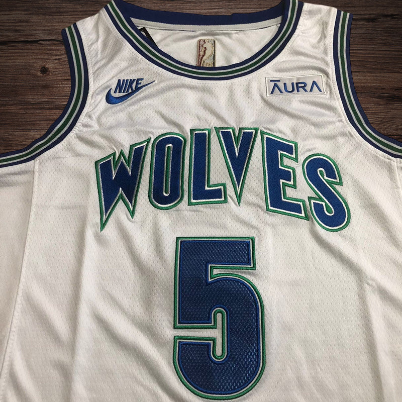 Men’s Minnesota Timberwolves #5 Edwards White Jersey