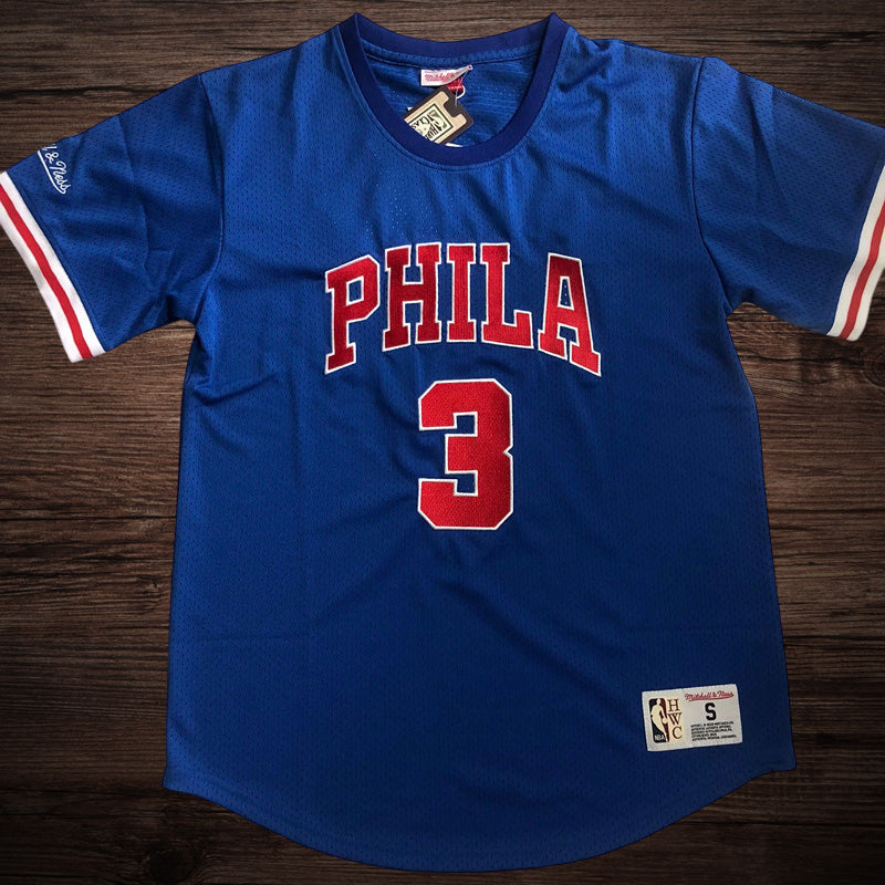 Men’s Philadelphia 76ers #3 IVERSON Blue Short Sleeve Jersey