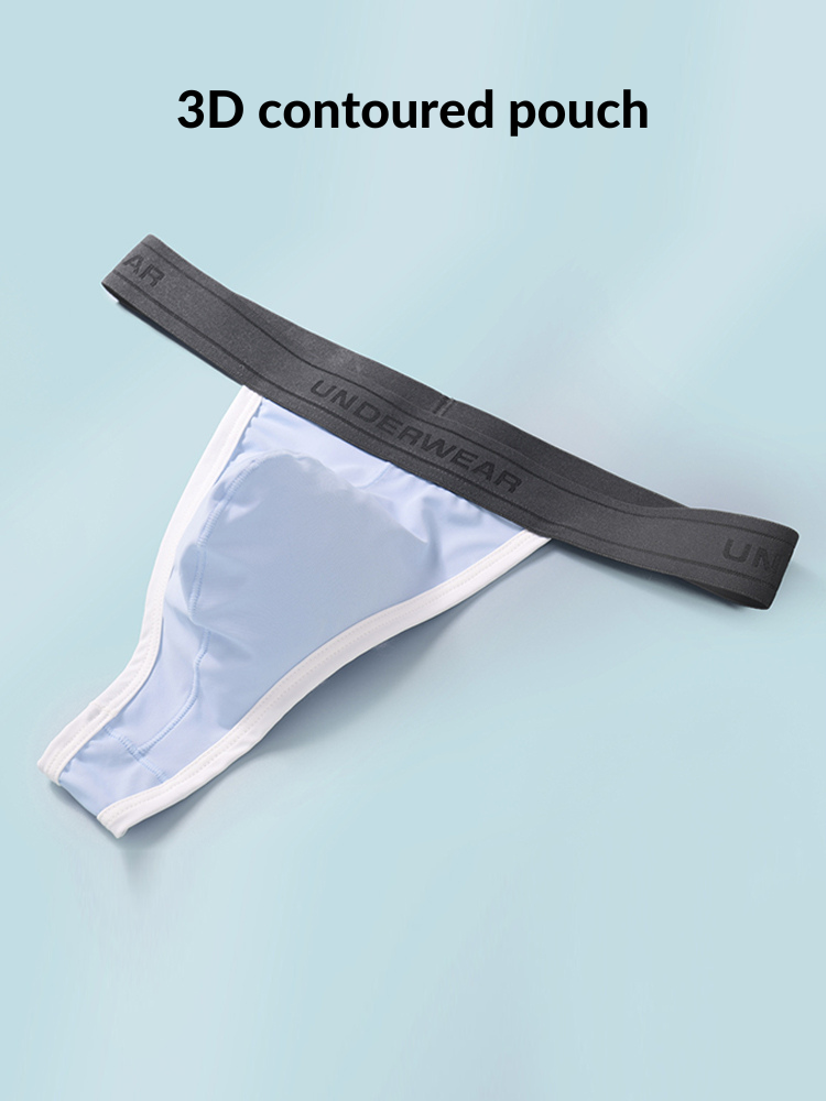 3 Pack Men's Contoured Pouch Ice Silk Thong