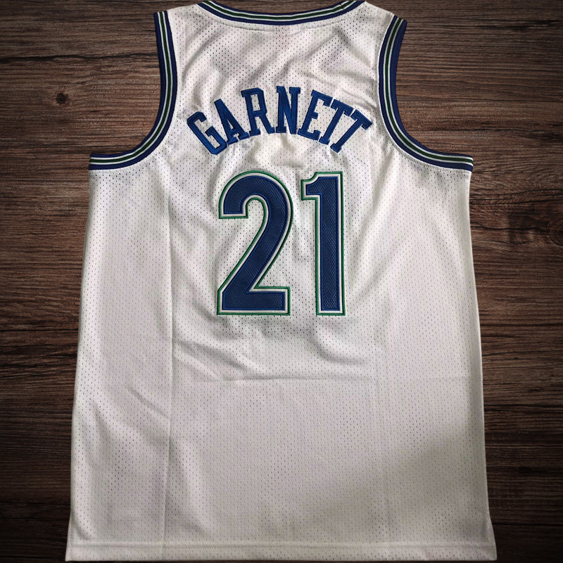 Men’s Minnesota Timberwolves 1995/96 #21 Garnett White Jersey