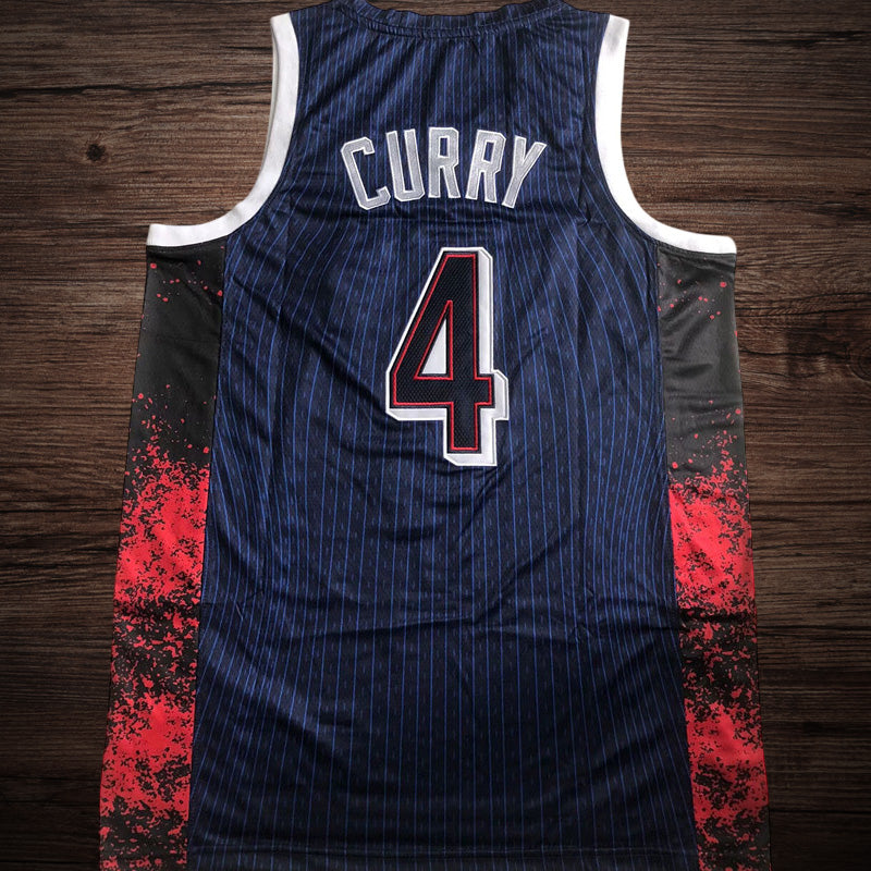 Men’s 2024 Olympics Team USA #4 Curry Navy Jersey