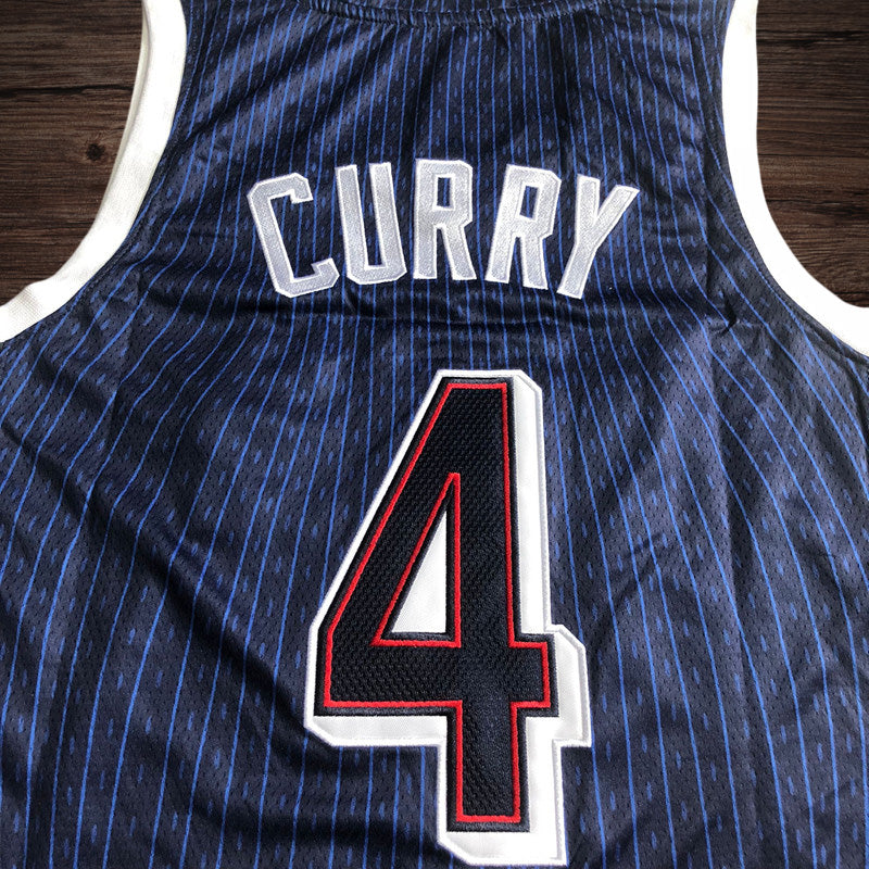 Men’s 2024 Olympics Team USA #4 Curry Navy Jersey