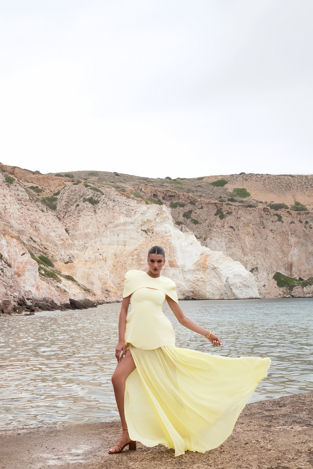 Auriane Layered Cape Sculptural Maxi Dress Set