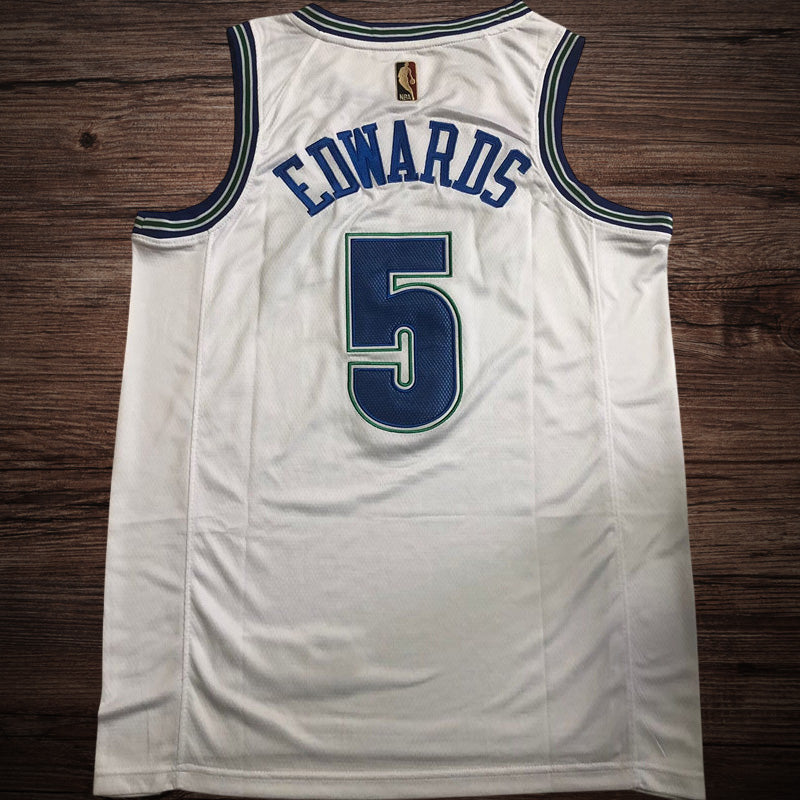 Men’s Minnesota Timberwolves #5 Edwards White Jersey