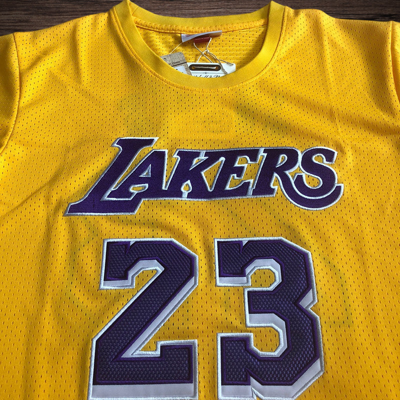 Men’s Los Angeles Lakers #23 James Yellow Short Sleeve Jersey