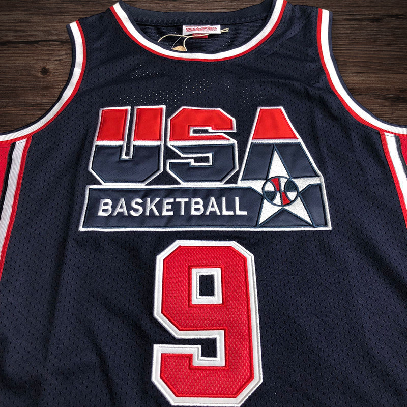 Men’s #9 Jordan USA Basketball 1992 Olympics Jersey Navy Blue
