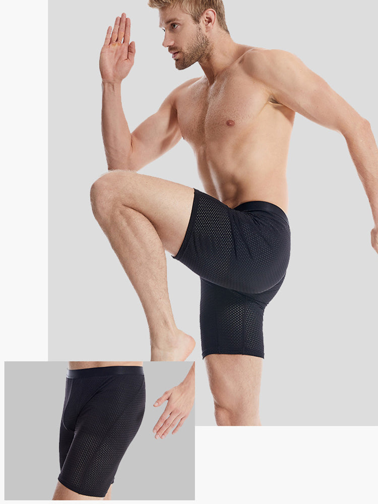Men's Quick Dry Mesh Long Leg Boxer Briefs