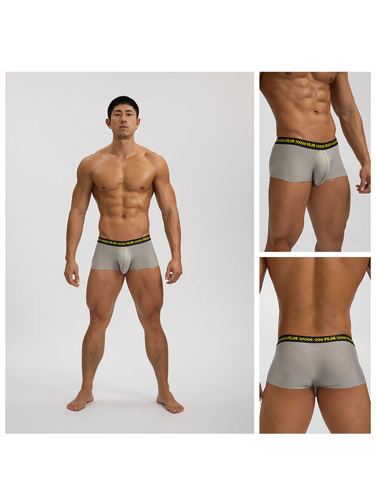 3 Pack Men's Seamless Ice Silk U-Pouch Low Waist Sexy Breathable Trunks