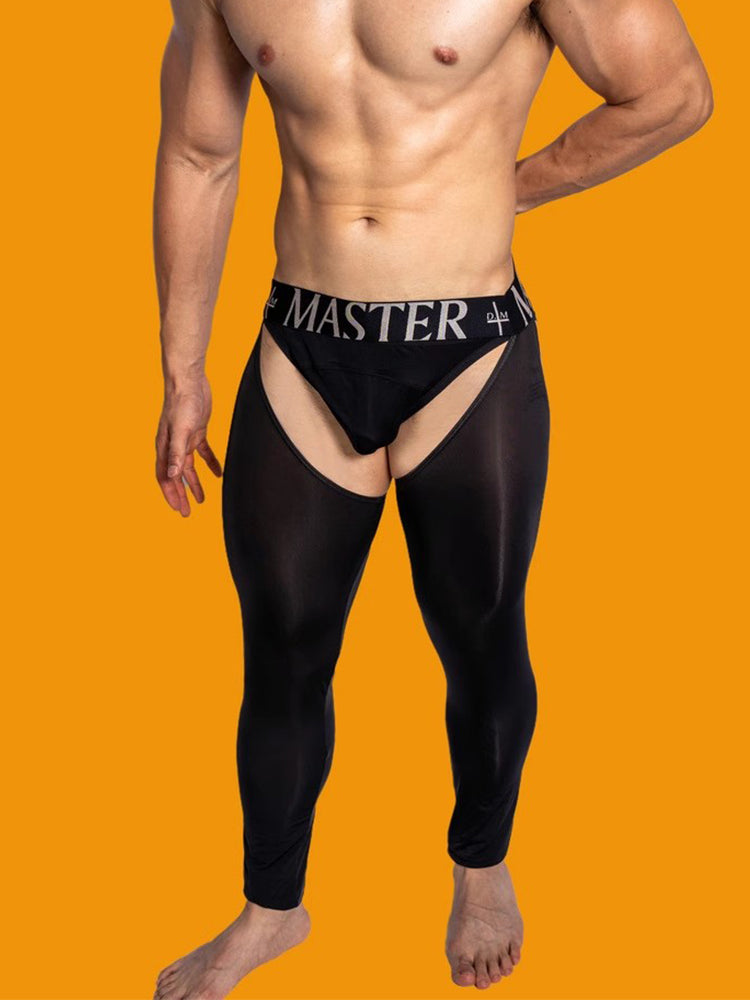 Men's Low-Waist Sexy Hollow Silk-Smooth Semi-Transparent Thermal Pants