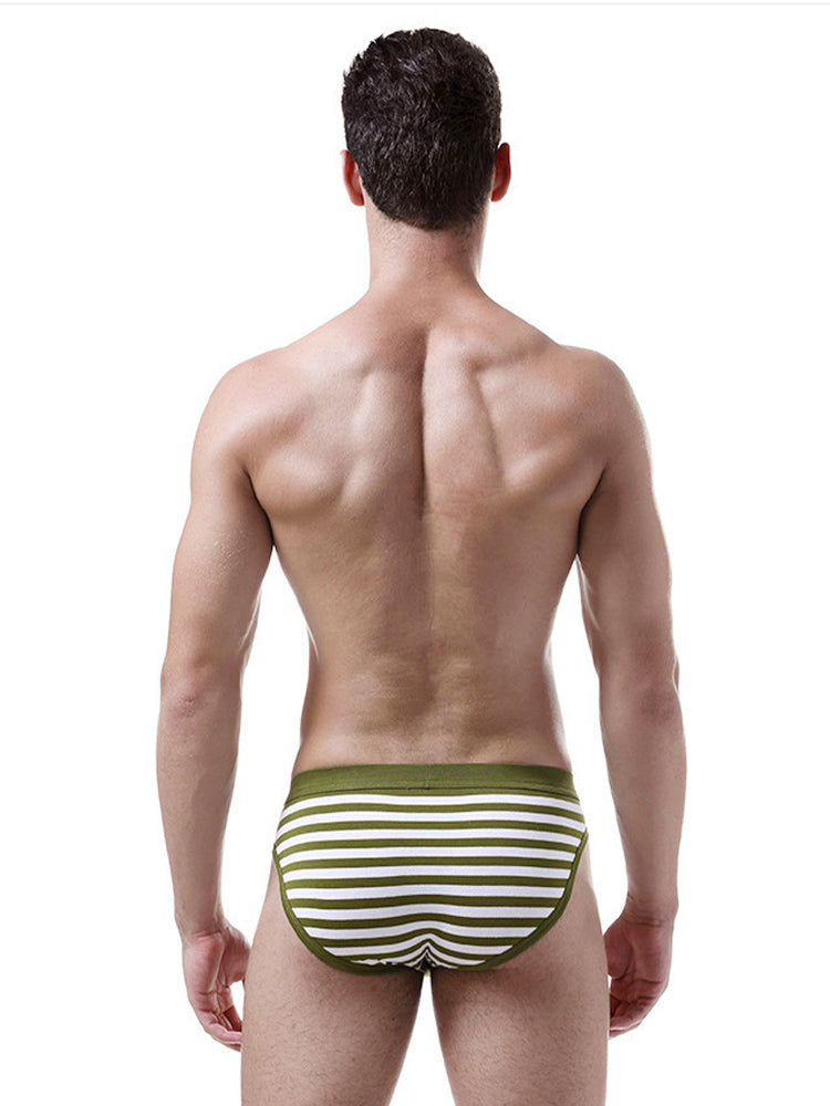 4 Pack Men's Mid-Rise Cotton Striped Briefs