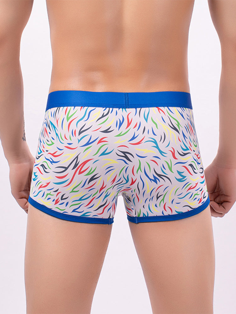 2 Pack Men's Colorful Printed Polyester Comfortable Breathable Trunks