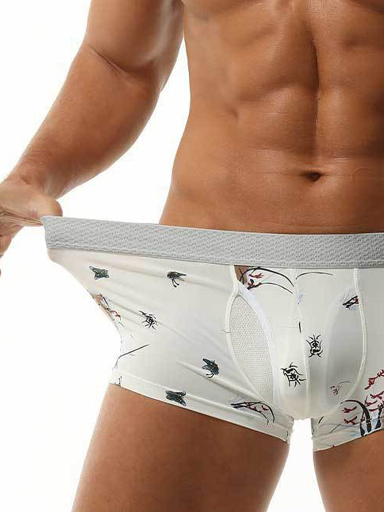 2 Pack Men's U-Pouch Side Vent Printed Trunks