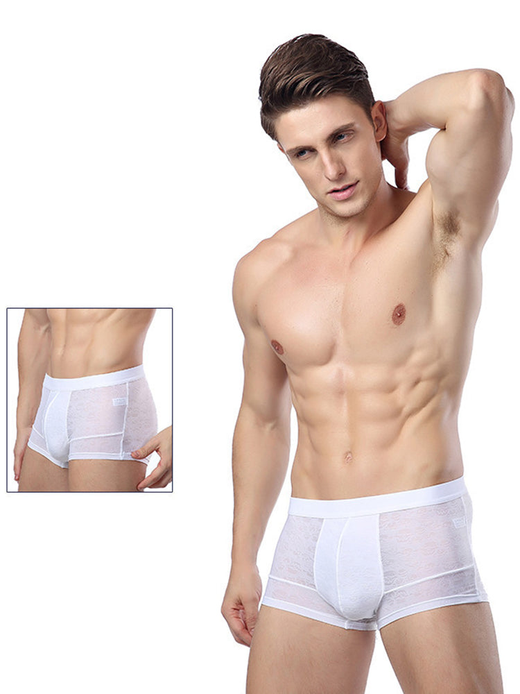 2-pack Men's Ice Silk Breathable Printed Hollow Boxer Briefs