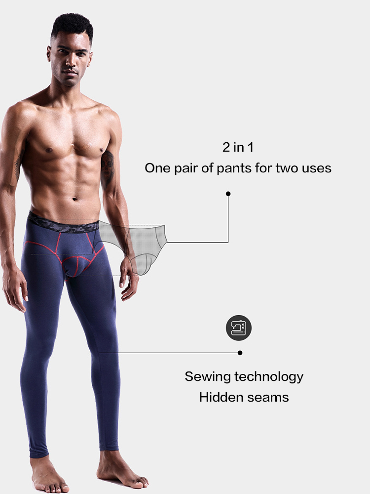 Men's Autumn Johns Underwear 2 in 1 Design Warm Polyester Tights