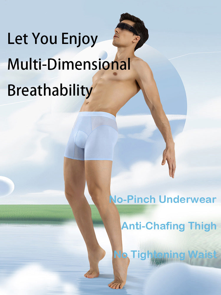 2 Pack Men's  Modal Seamless Antibacterial Anti-Chafing Leg Boxers Briefs & Midway Briefs