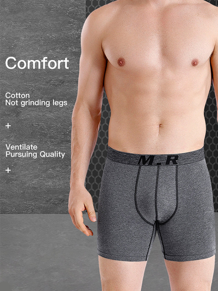 4 Pack Men's Comfortable Cotton Anti-Chafing High Elasticity Sports Boxer Briefs