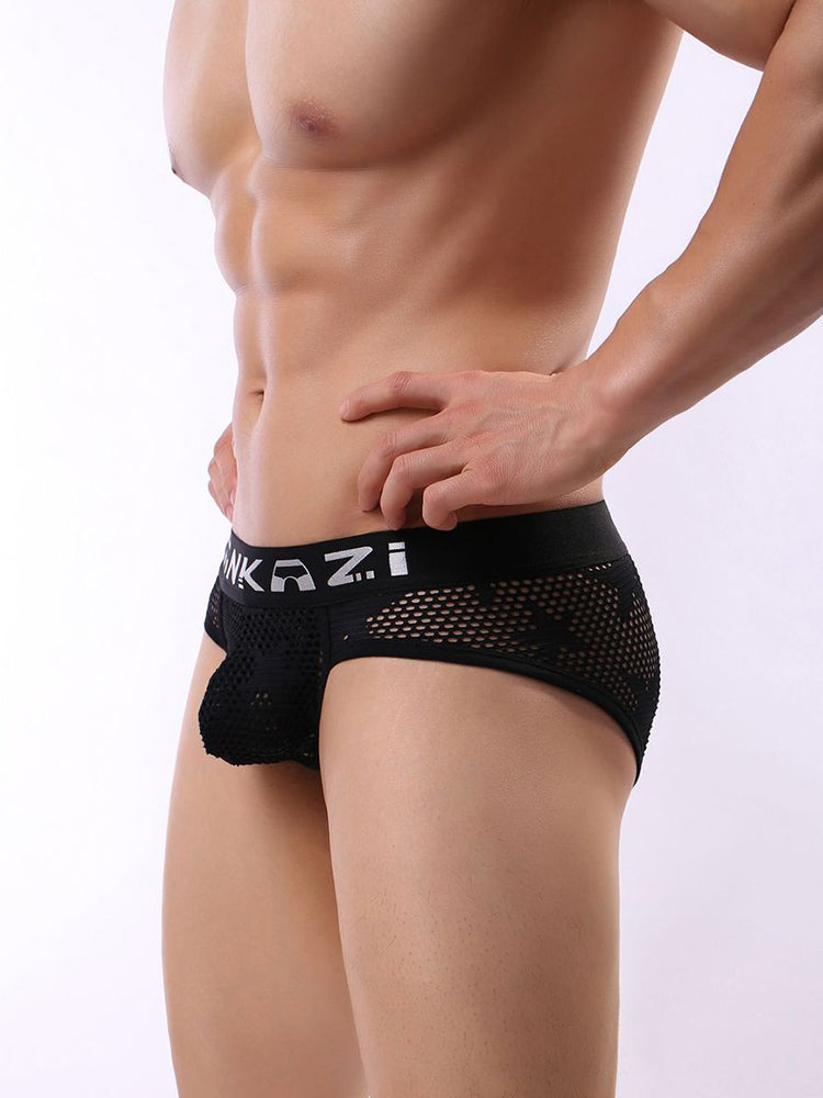 3-pack Men's Sexy Star Mesh Breathable Hollow U-shaped Convex Pouch Briefs
