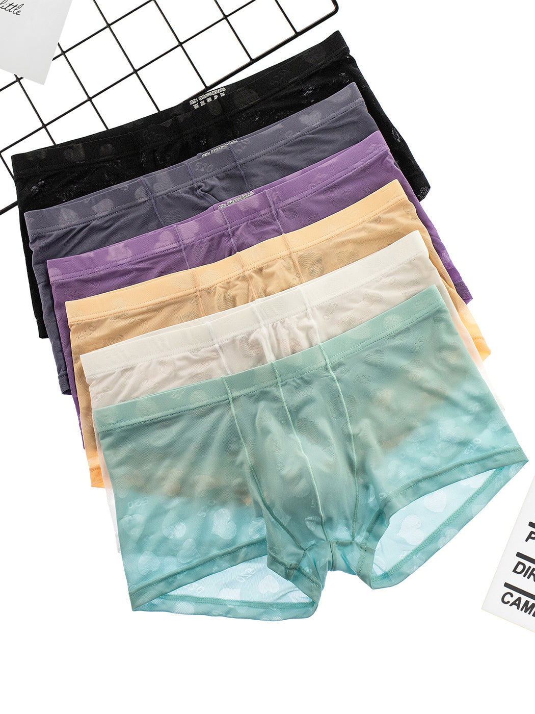 4 Pack Men's Sexy Heart Mesh Trunks