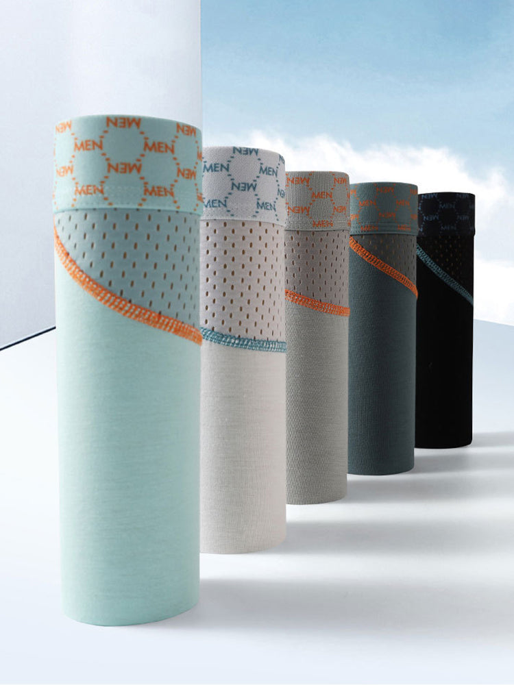 2 Pack Men's Nylon Breathable Sports Anti-Chafing Casual Business Boxer Briefs