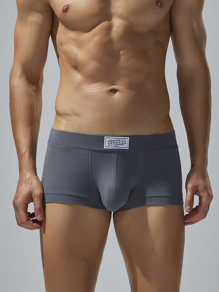 2 Pack Men's Low-Rise Solid Breathable Cotton Trunks