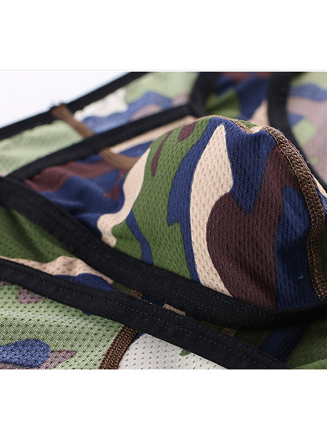 Men's Sexy Camo Print Mesh Bikini