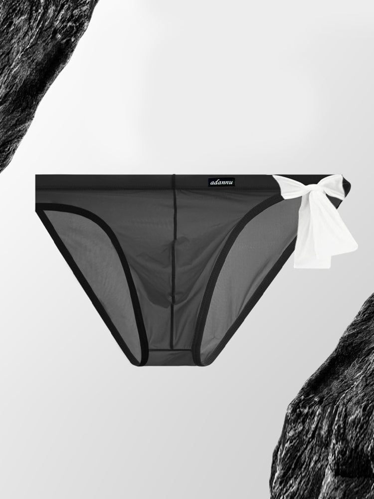 2 Pack Men's Nylon Ultra-Thin Breathable Semi-Transparent Sexy Briefs