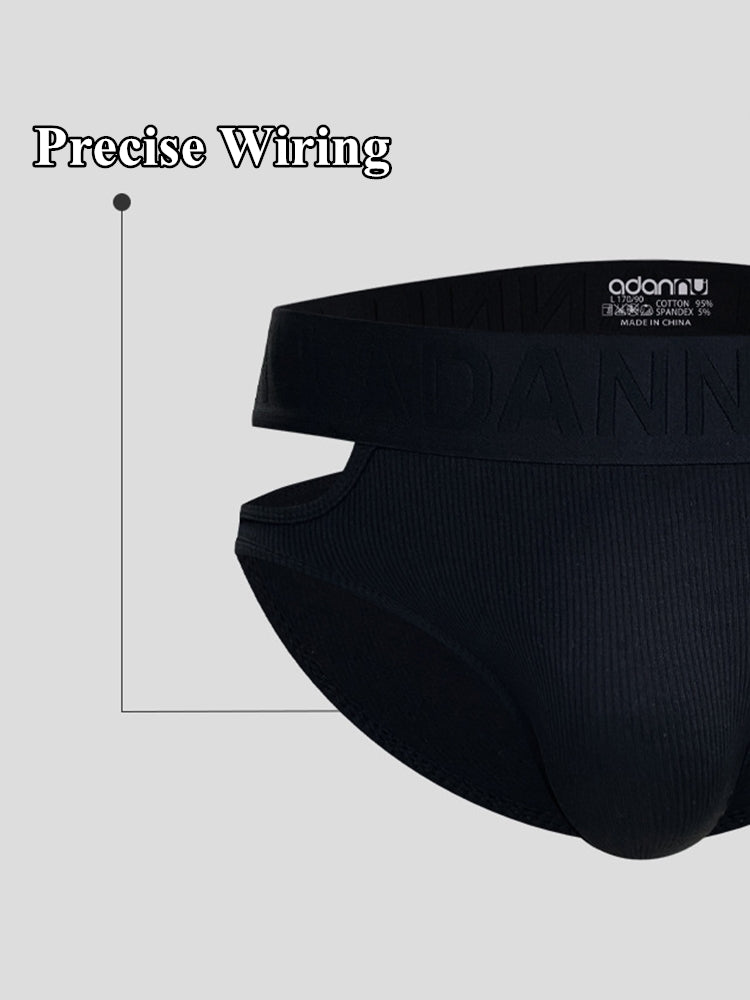Men's Ribbed Cutout Stretch Cotton Briefs