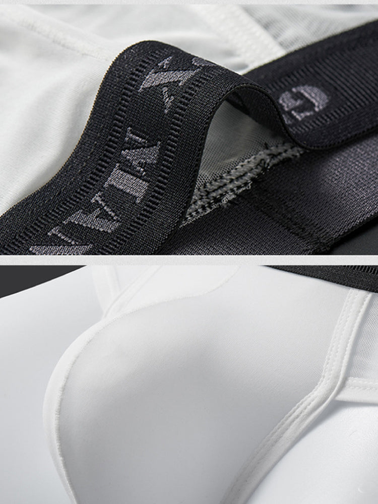 2 Pack Men's Ice Silk Semi-Transparent Mesh U-Convex Pouch Breathable Sexy Sport Briefs