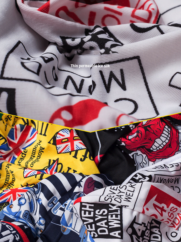 3-pack Men's Low-rise Wide-hem Elastic Printed Hip-baring Thongs