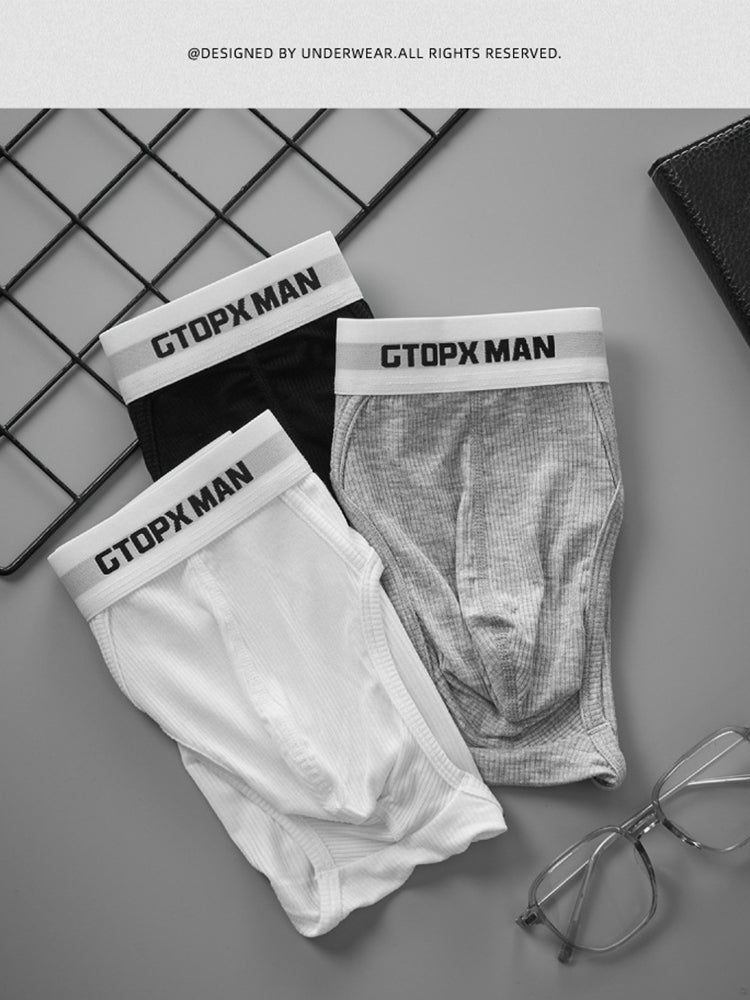 2-Pack Men's Threaded Design Breathable Comfort Low-Rise Thin U-convex Briefs