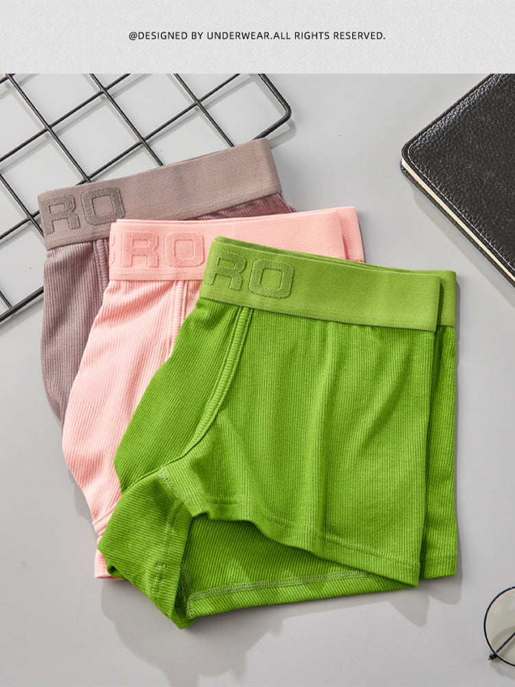 2 Pack Men's Single-Layer U-Pouch Ribbed Sweat-Absorbing Breathable Trunks