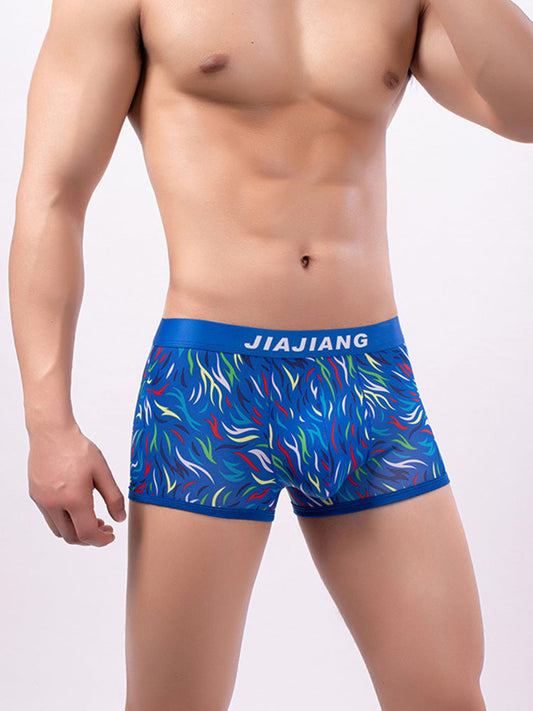 2 Pack Men's Colorful Printed Polyester Comfortable Breathable Trunks