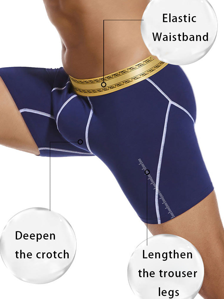 2 Pack Men's Pure Cotton Anti-Chafing Breathable Sports Boxer Briefs