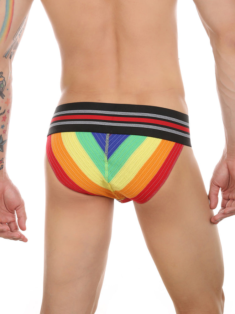 2 Pack Men's High-Stretch Rainbow Sports Comfort Bikini