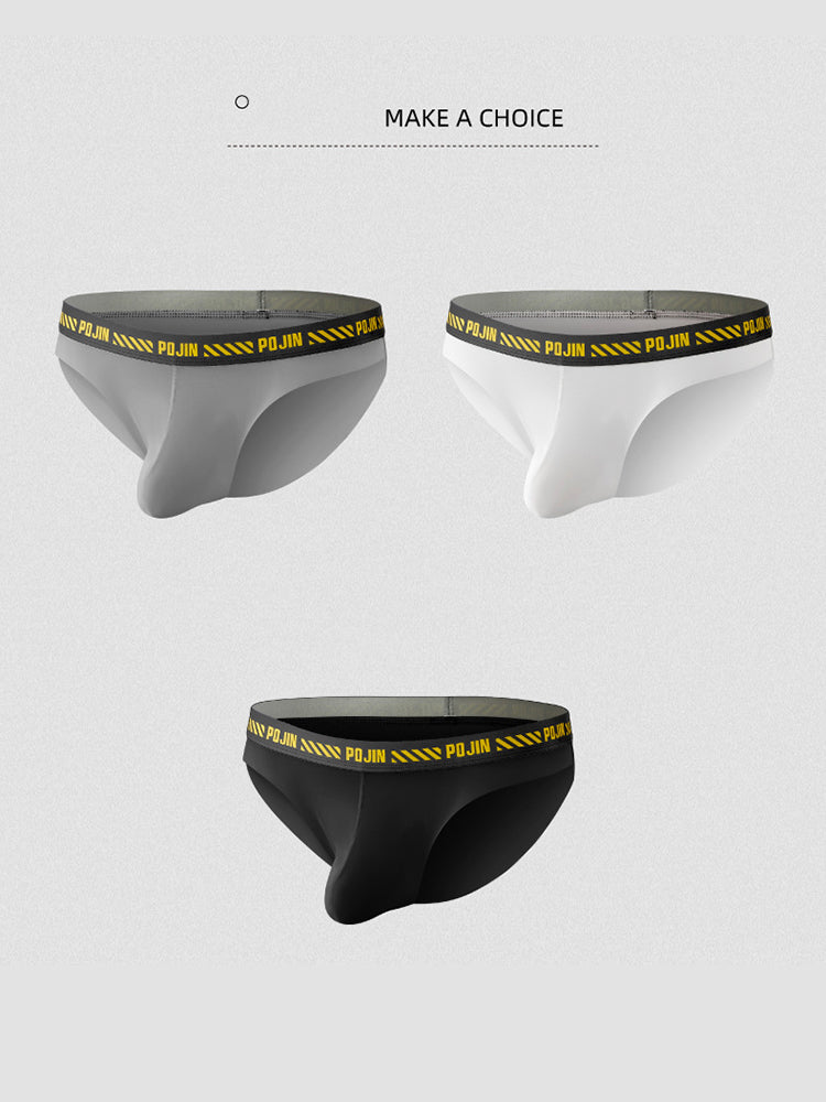 3 Packs of Men's Breathable Sports Ice Silk Seamless Briefs