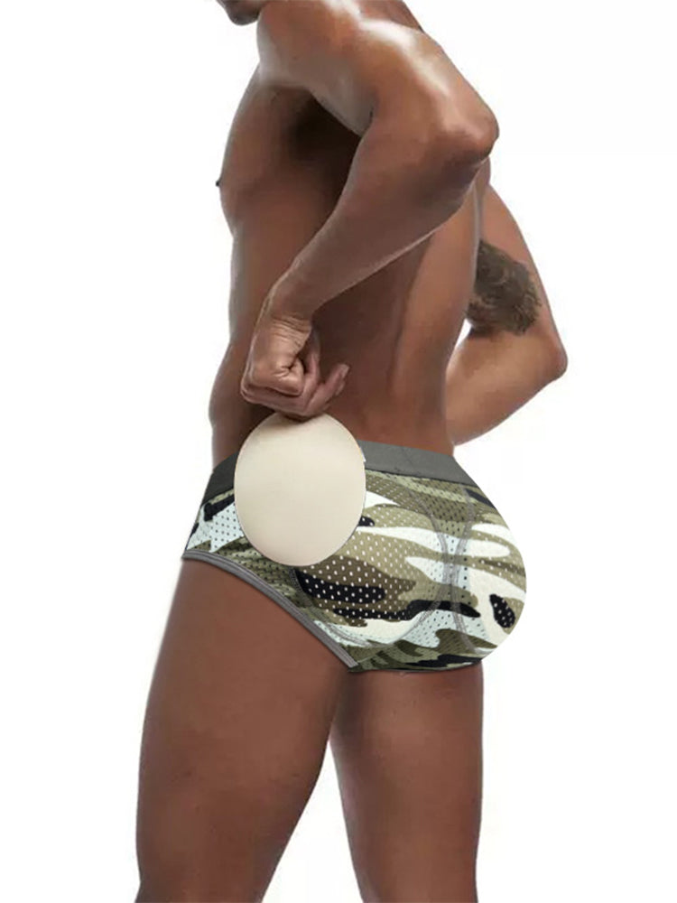 Men's Camouflage Removable Hip Pad Boxer Briefs